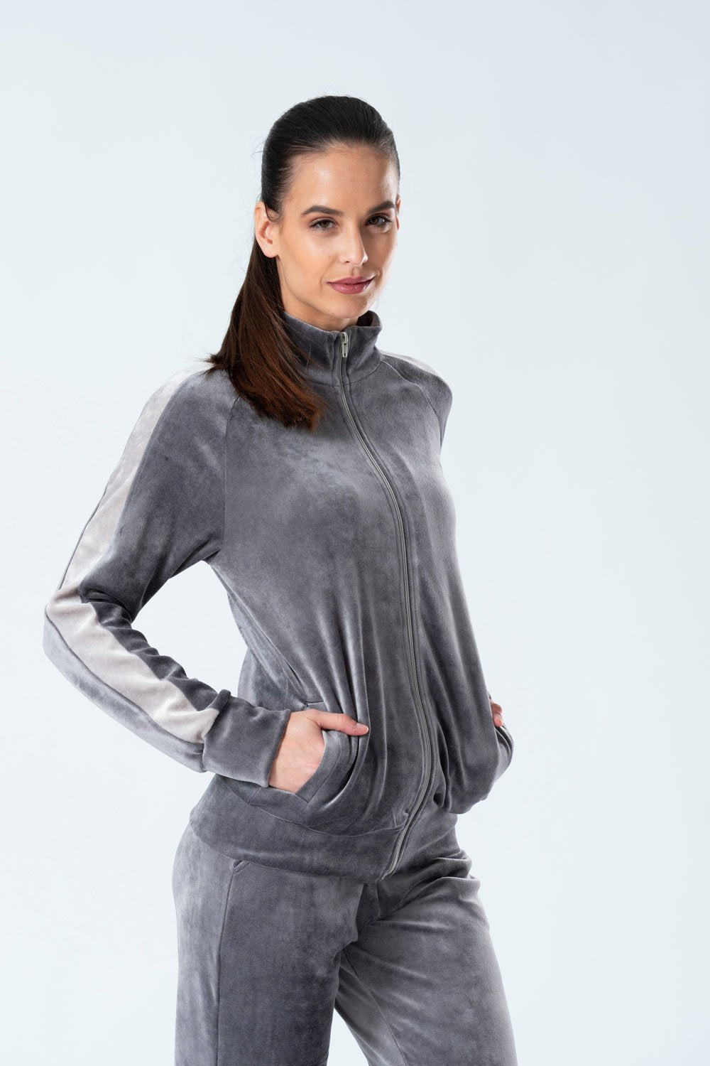 Belmanetti Bamboo Blend Nicky Velour Sweatsuit in Shark - Premium quality fabrics