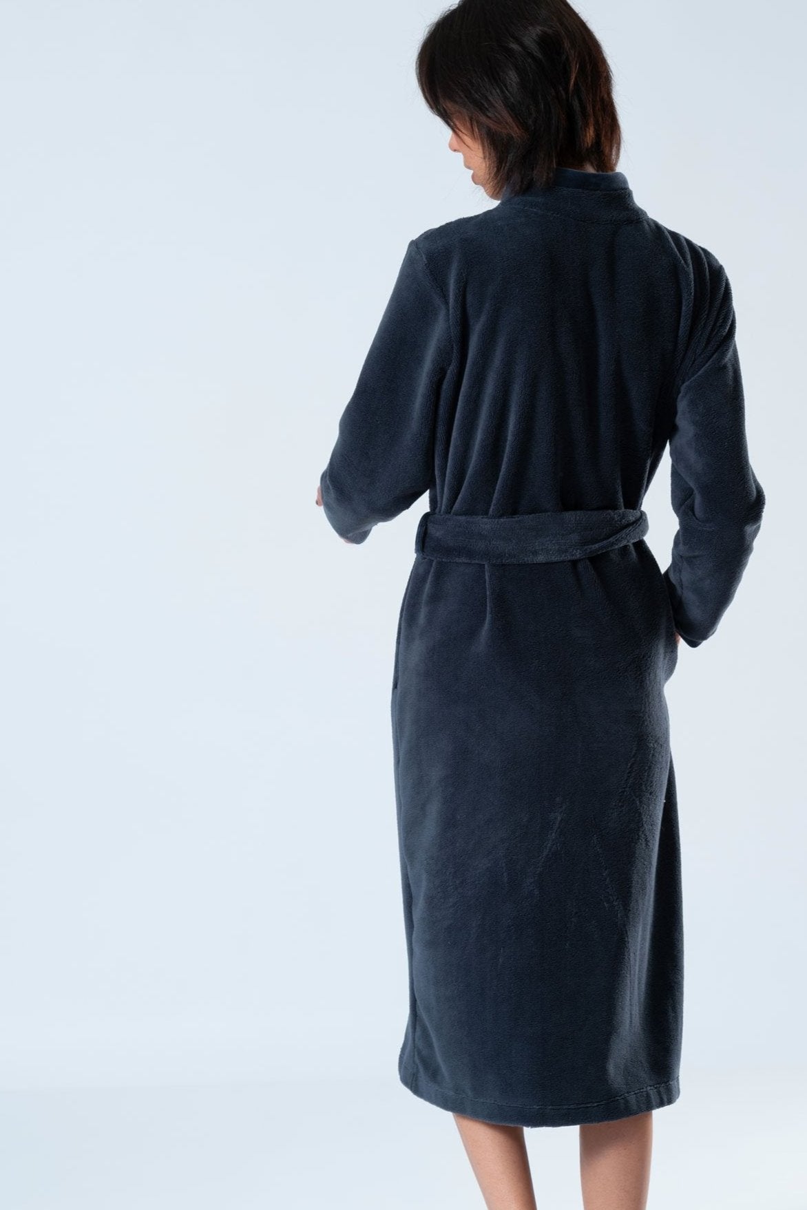 Belmanetti Bamboo Cotton Blend Full Zip Bathrobe in Night Blue - Ideal for spa and home