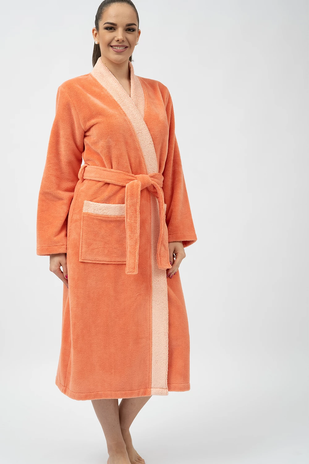 Belmanetti Bamboo Blend Long Kimono Robe in Mineral - Sustainable fabric