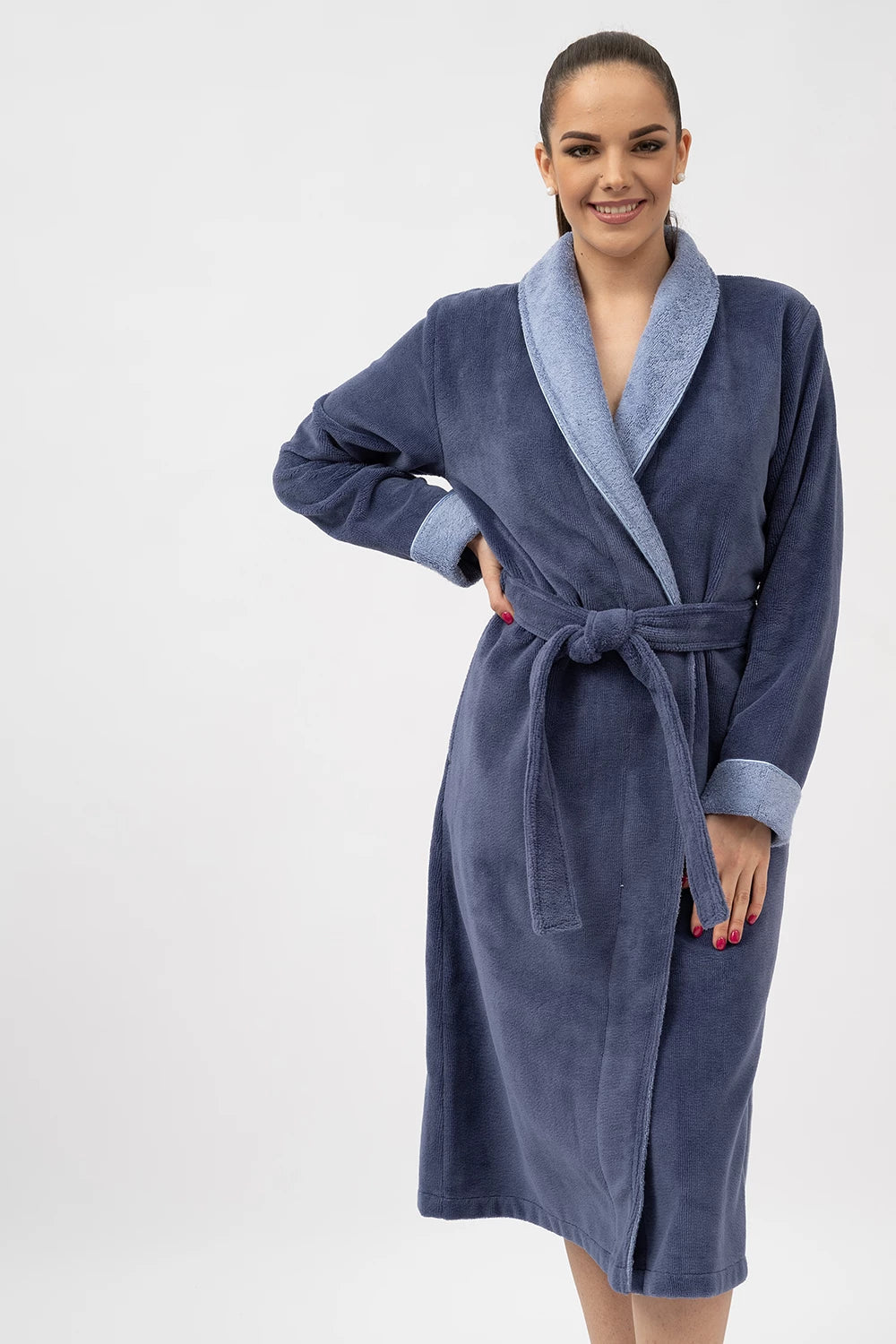 Belmanetti Bamboo Blend Luxe Contrast Shawl Collar in Grape - European craftsmanship