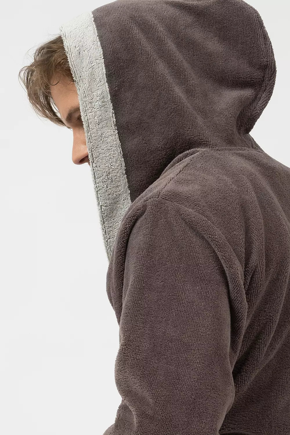 Belmanetti Hooded Men Bamboo Blend Robe in Volcanic - Fast EU shipping