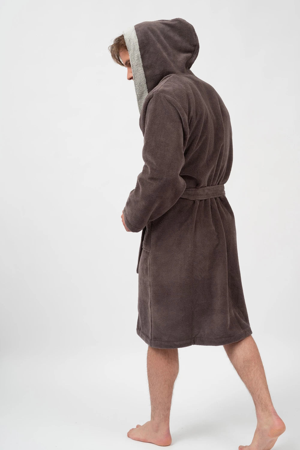 Belmanetti Hooded Men Bamboo Blend Robe in Grey - Perfect for slow mornings