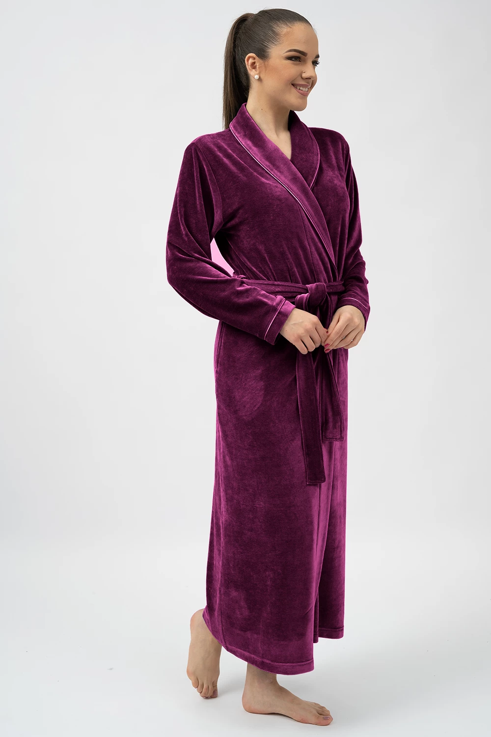 Belmanetti Extra Long Luxurious Modal Velour Bathrobe in Dark Grey - Ideal for spa and home