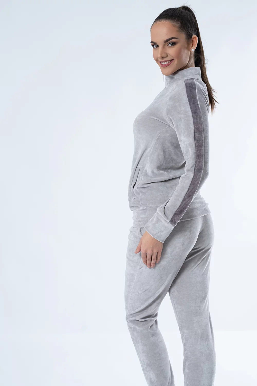 Belmanetti Bamboo Blend Nicky Velour Sweatsuit in Mid Grey - Sustainable fabric