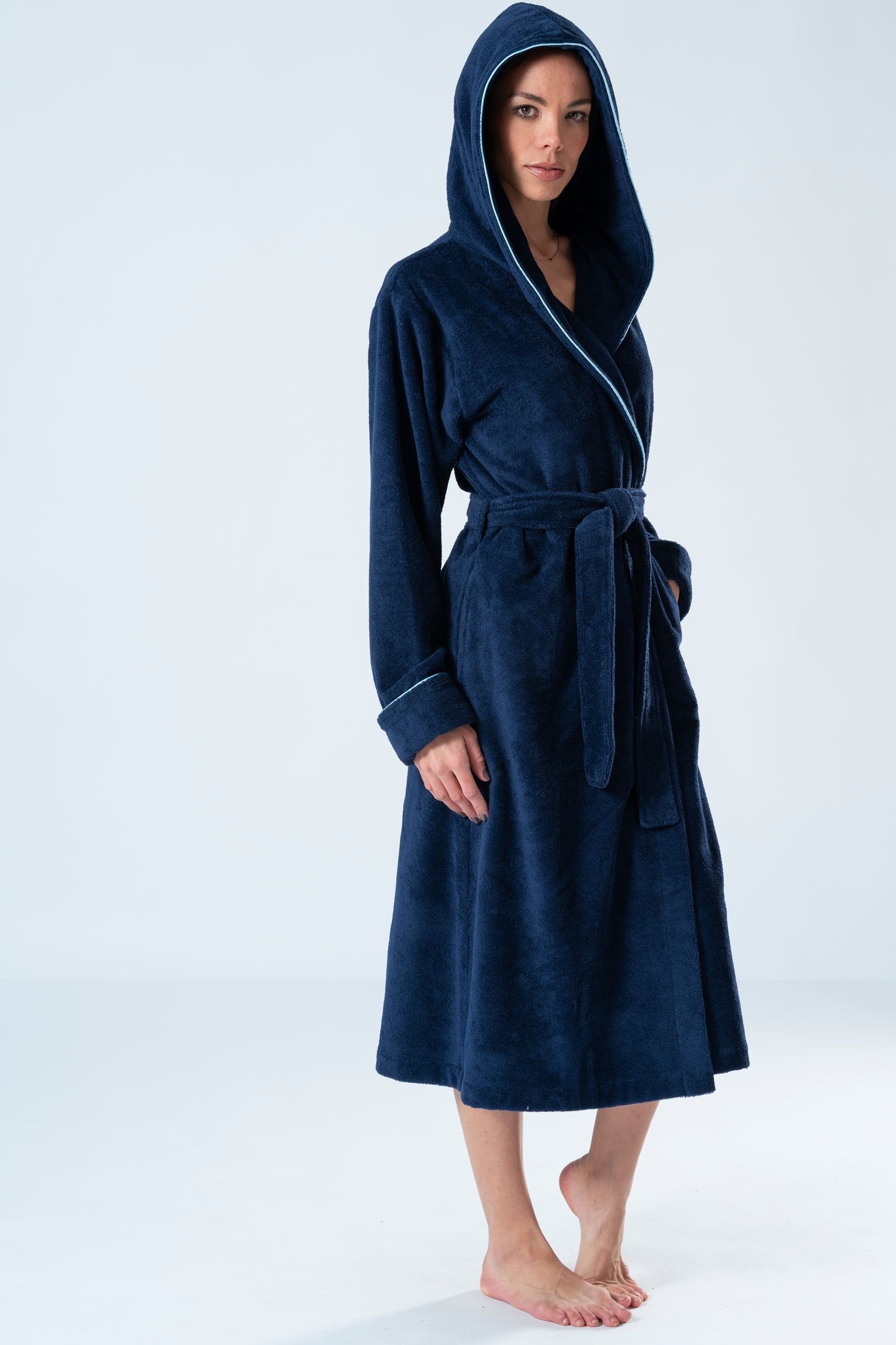 Belmanetti Luxe Hooded Bamboo Blend Robe in Dark Blue - Bamboo-based comfort