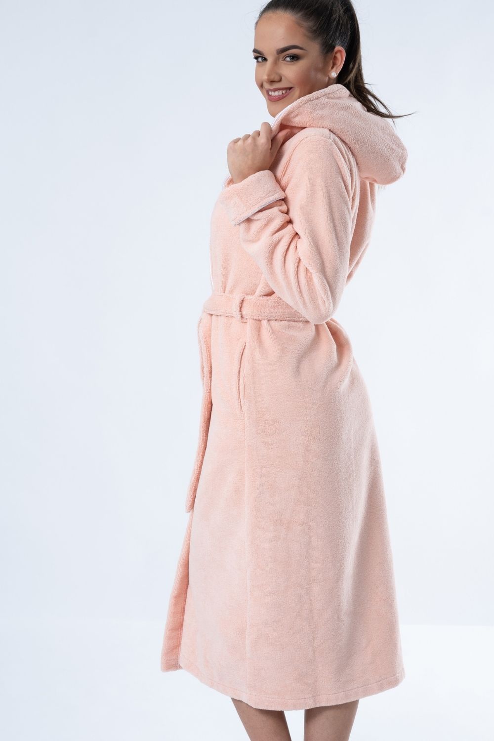 Belmanetti Luxe Hooded Bamboo Blend Robe in Peach - Long-lasting luxury