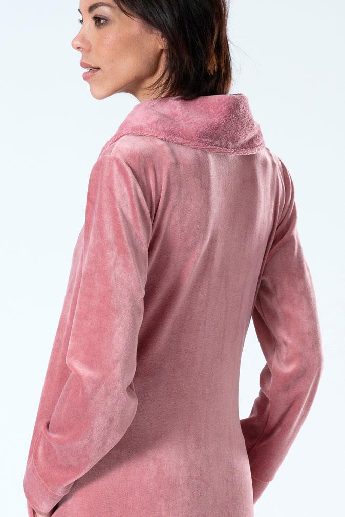 Belmanetti Extra Long Full Zip Bamboo Velour in Rose - Made in Europe