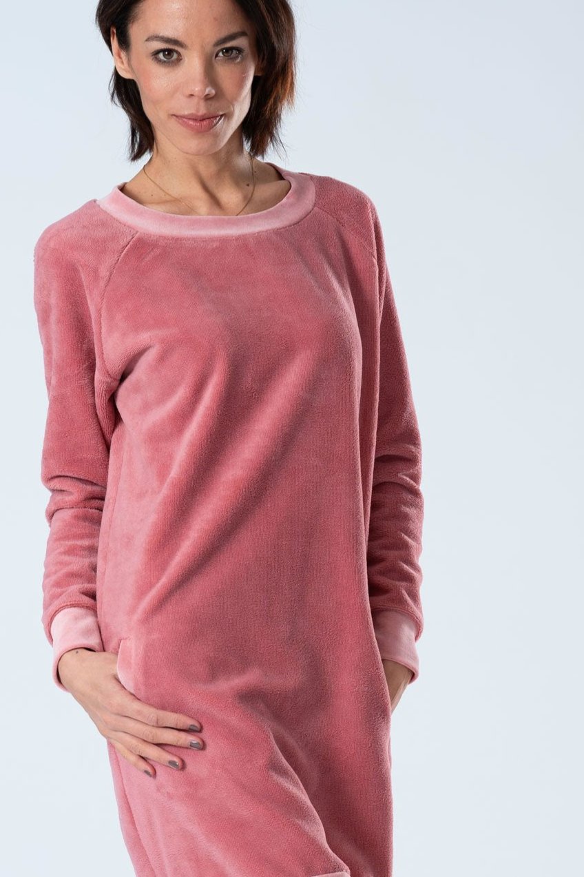 Belmanetti Womens Bamboo Warming Home Dress in Dark Magenta - Free delivery available