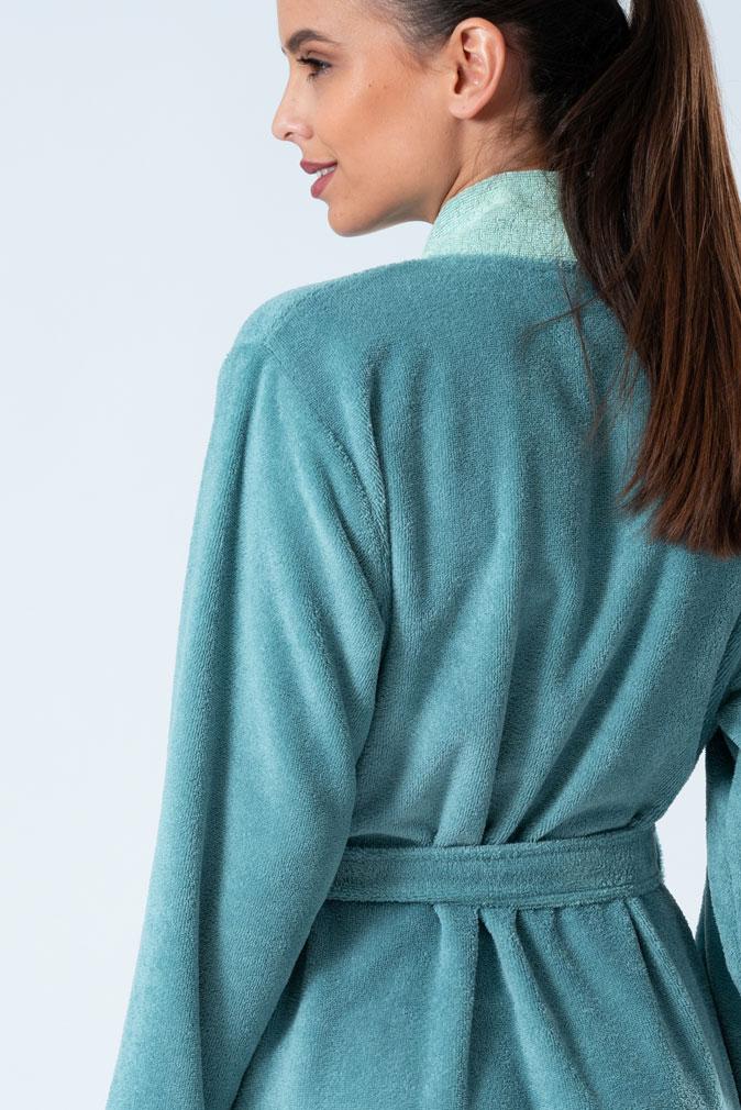 Belmanetti Bamboo Blend Long Kimono Robe in Peach - Made in Europe